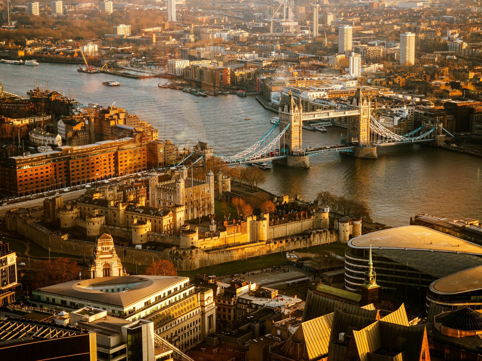 Panoramic view of London skyline along the River Thames